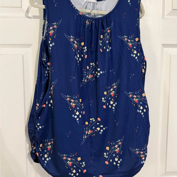 Ekouaer Floral Navy Sleeveless Maternity and Nursing Pajama set with shorts - Picture 1 of 3